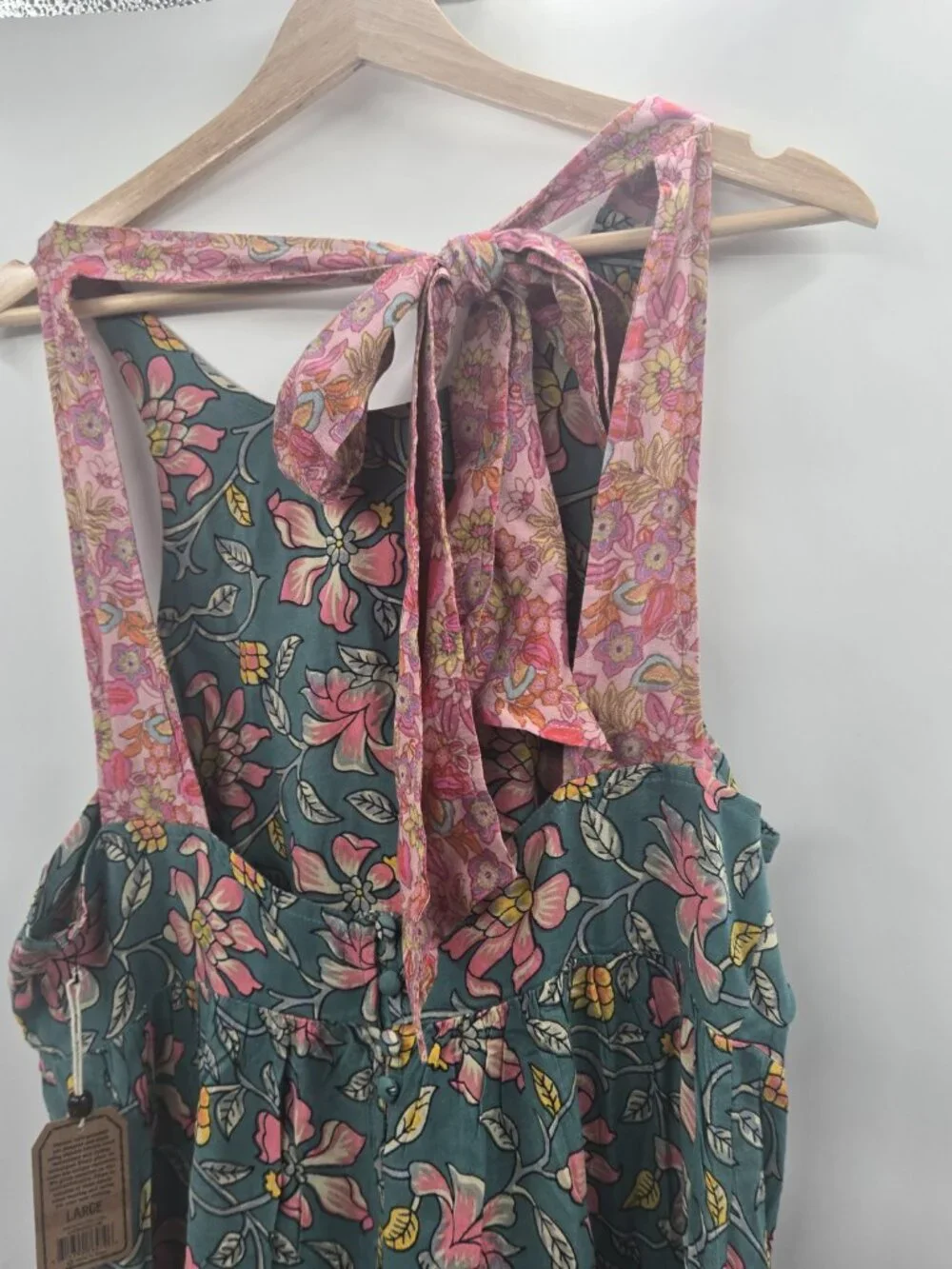 Natural Life Green Pink Garden Tiered Maddi Maxi Size Large - Picture 4 of 13